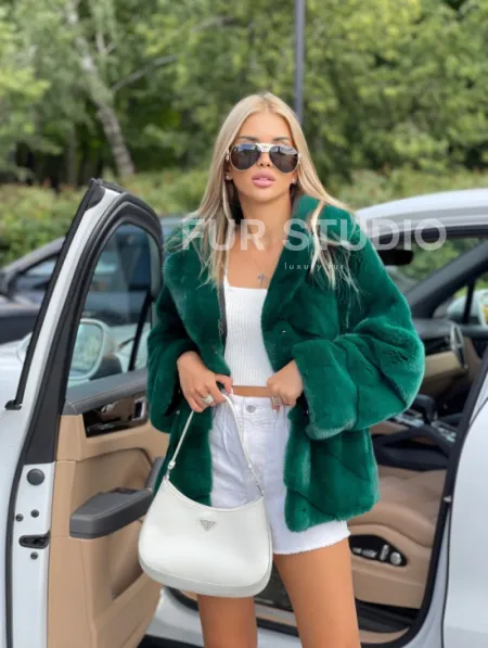 Автоледи из меха норки NAFA - изумруд - фото 0