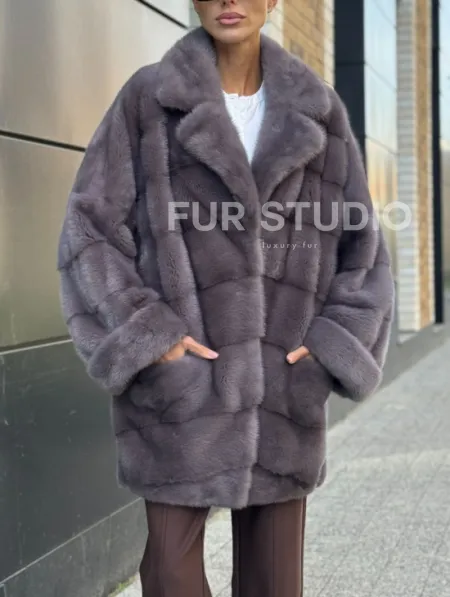 Шуба норковая - жакет лаванда - фото 4