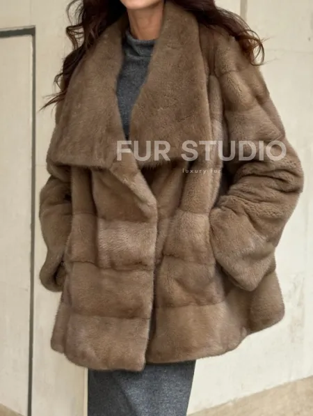 Норковая шуба бежевая - фото 4