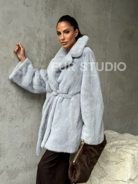 Полушубок из голубой норки - фото 13