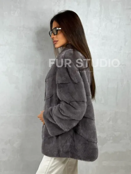 Норковый полушубок - графит - фото 9