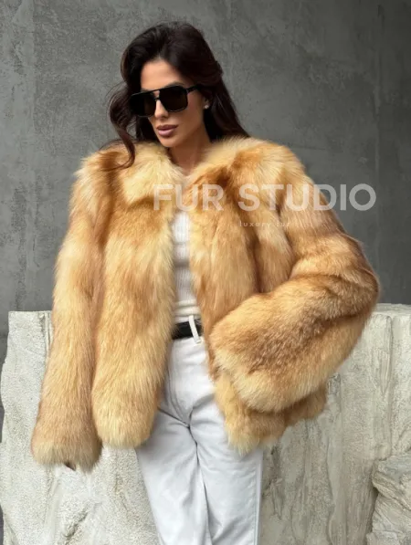 Шуба из натурального лисьего меха - фото 7
