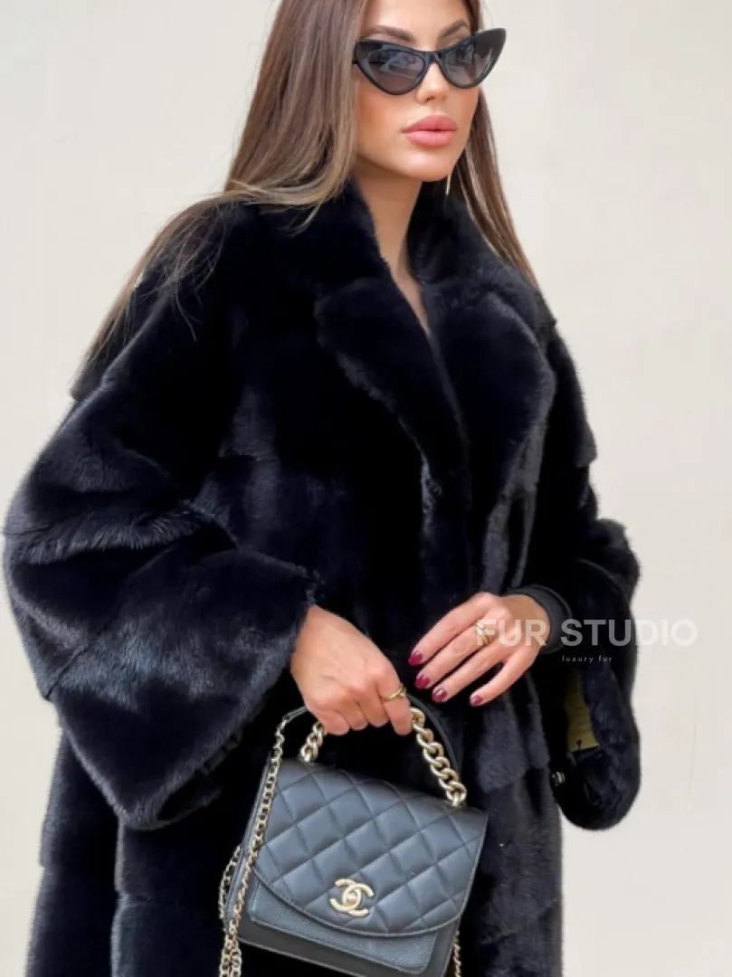Норковая шуба синего цвета - фото 3