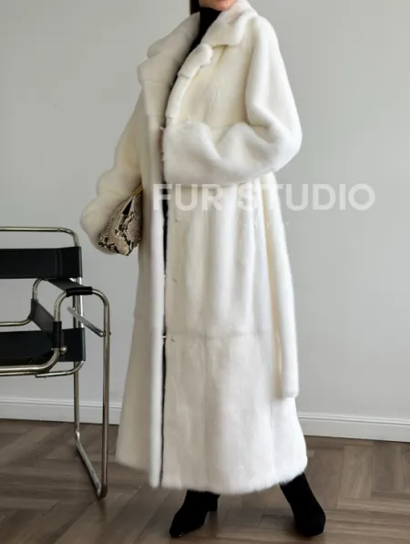 Белая норковая шуба в пол - фото 4