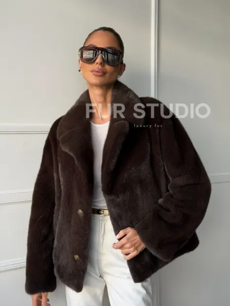 Пиджак норковый - английский воротник - фото 8