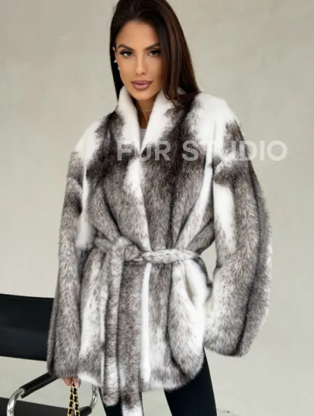 Белая шуба из норки крестовки - фото 3