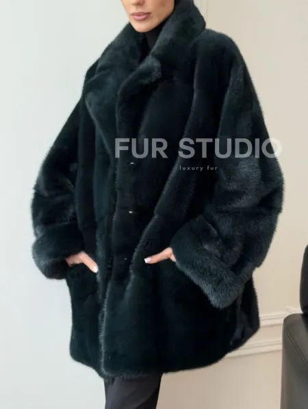 Зеленая норковая шуба - жакет - фото 2