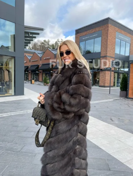 Шуба из меха соболя, воротник шаль - фото 2