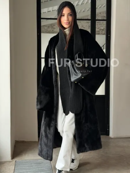 Шуба норка Blackglama V-образный ворот - фото 11