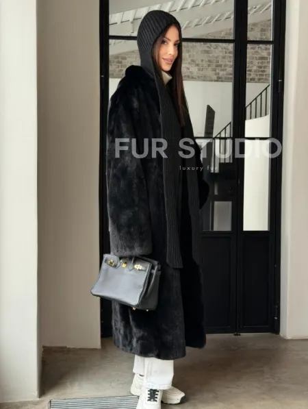 Шуба норка Blackglama V-образный ворот - фото 16