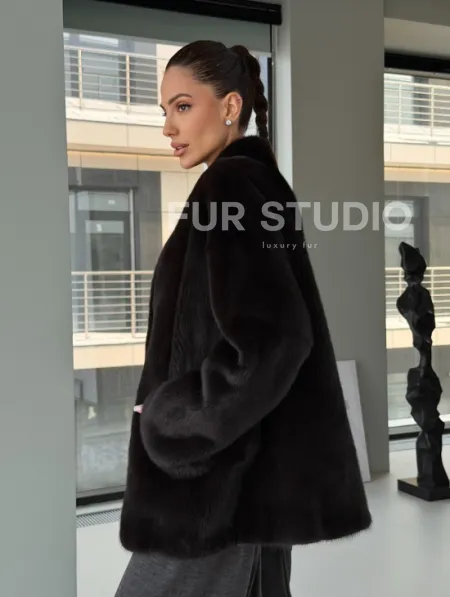 Модный норковый жакет «тренд 2026» Dark Espresso - фото 11