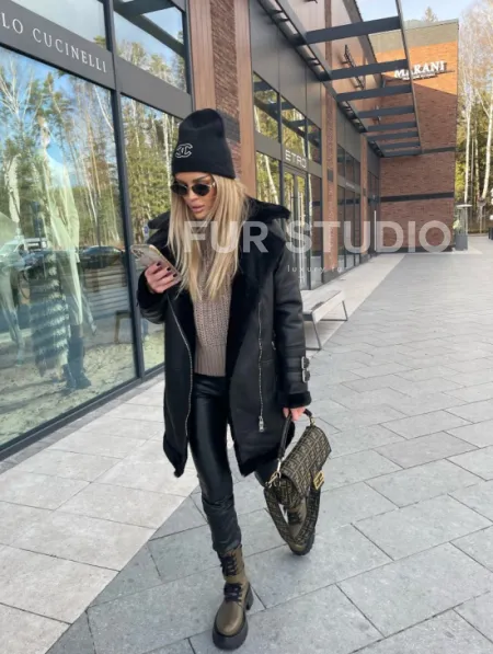 Дубленка авиатор удлиненная - фото 3