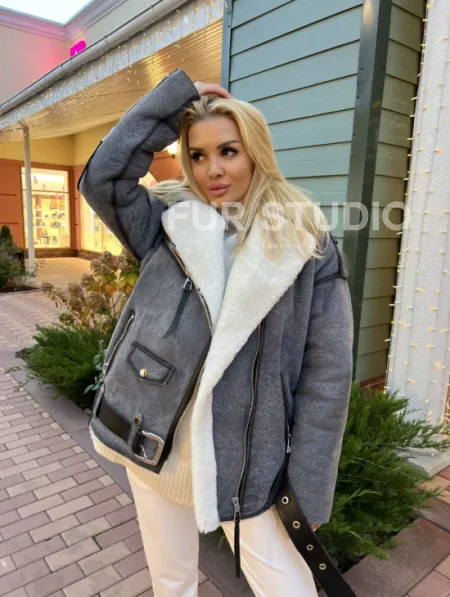 Дубленка - авиатор из винтажной кожи - фото 0