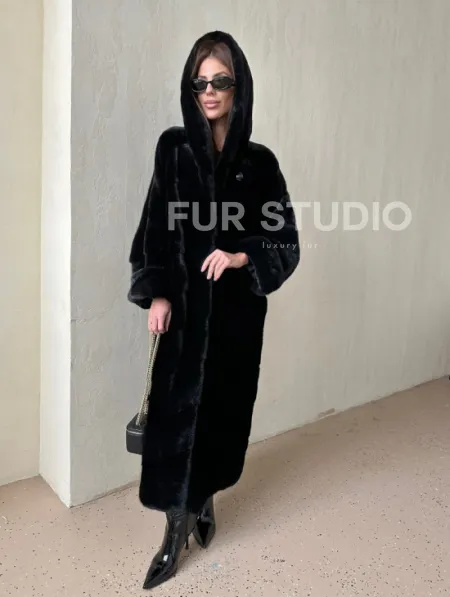 Шуба из аукционной норки VELVET, паркет с капюшоном - фото 4
