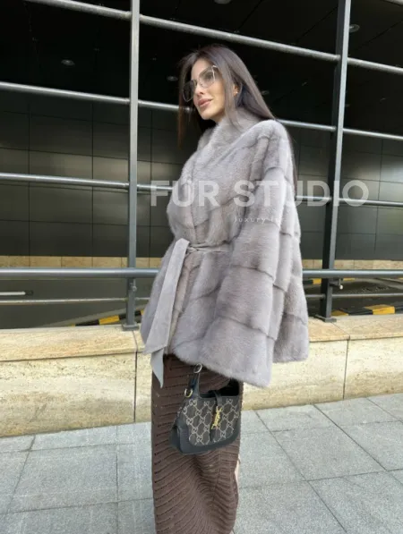 Шуба норковая дымчато-серого цвета - фото 7