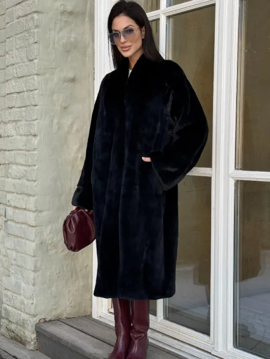 Элитная шуба из меха норки Luxury Fur Blackglama с V-образным воротником - фото 3