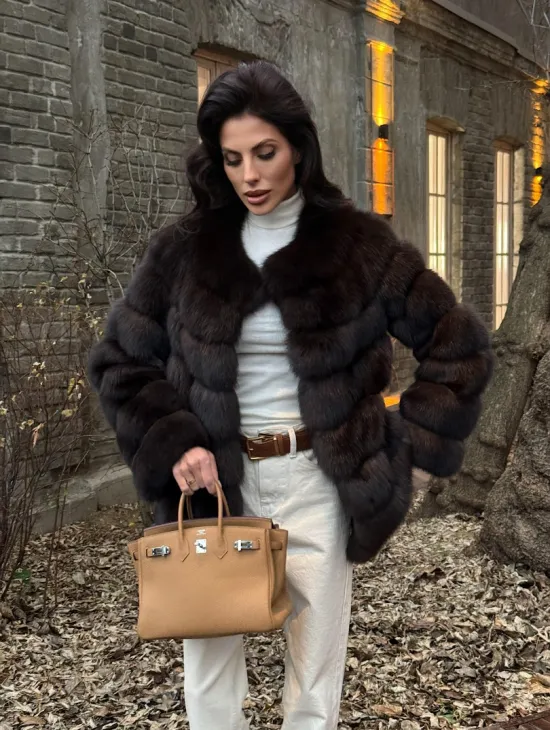 Шуба из соболя с воротником шанель, поперечка - фото 7