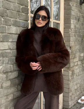 Шуба из меха песца цельные пластины Brown - фото 9