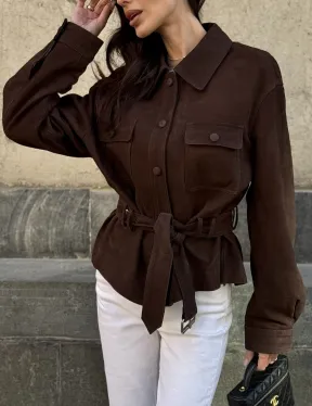 Женская куртка - рубашка из замши - фото 4