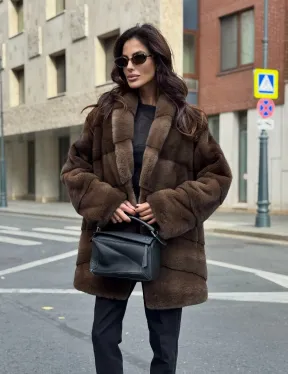 Шуба норковая коричневая - фото 8