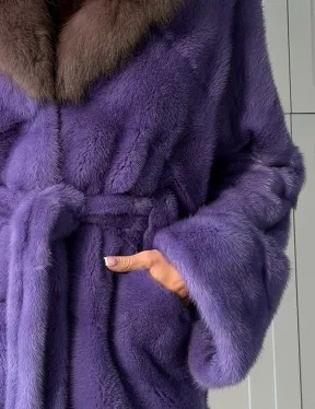 Фиолетовая норковая шуба - фото 1