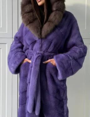 Фиолетовая норковая шуба - фото 2