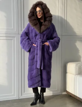 Фиолетовая норковая шуба - фото 9