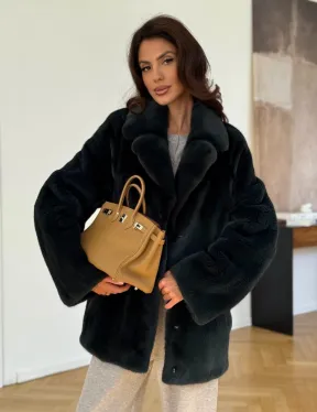 Шуба норковая темно-зеленая - фото 8