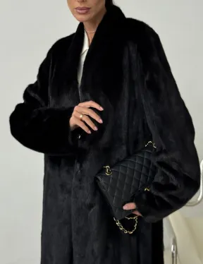 Длинная черная норковая шуба - фото 2