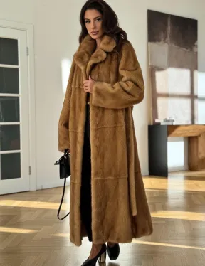 Золотая норковая шуба - фото 1