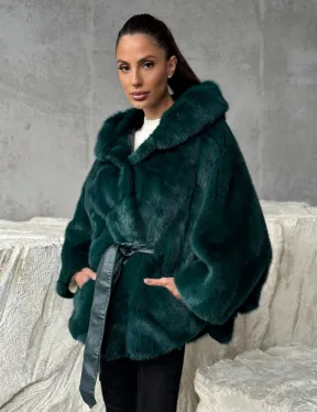 Норковый полушубок с капюшоном - фото 3