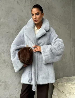 Полушубок из голубой норки - фото 9