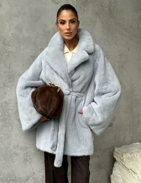 Полушубок из голубой норки - фото 0