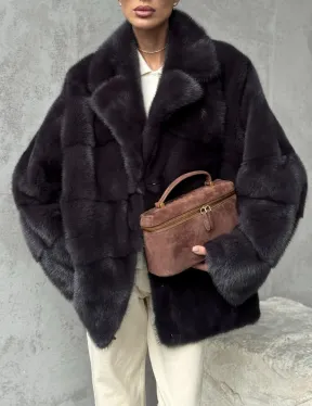 Меховой полушубок из норки  графит - фото 1