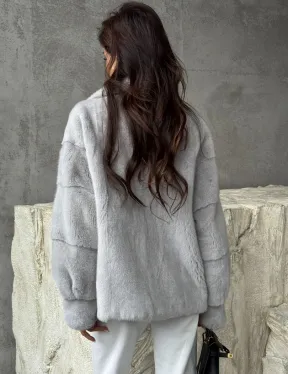 Голубая норковая шуба - фото 4