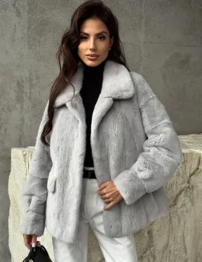 Голубая норковая шуба - фото 0