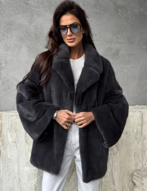 Серый норковый полушубок - автоледи - фото 8