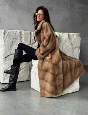 Бежевая норковая шуба oversize - фото 11