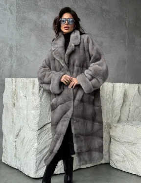 Серая норковая шуба oversize - фото 13