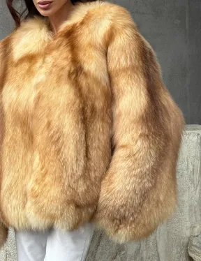 Шуба из натурального лисьего меха - фото 1