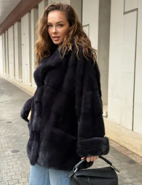 Норковый полушубок - английский воротник - фото 5