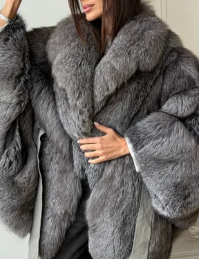 Шуба - пончо из лисы - фото 2