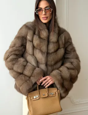 Шуба из меха куницы - рукава косичкой - фото 3