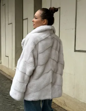 Светлый норковый полушубок - фото 10