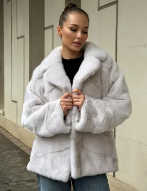 Светлый норковый полушубок - фото 6