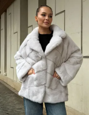 Светлый норковый полушубок - фото 8