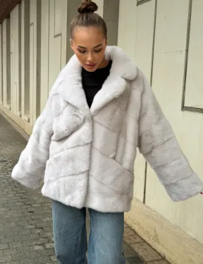 Светлый норковый полушубок - фото 7