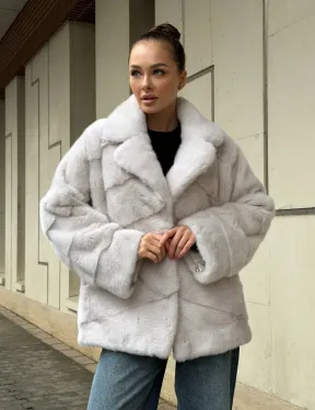 Светлый норковый полушубок - фото 11