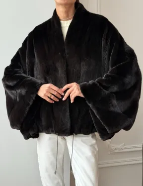 Короткая норковая шуба - пончо - фото 2