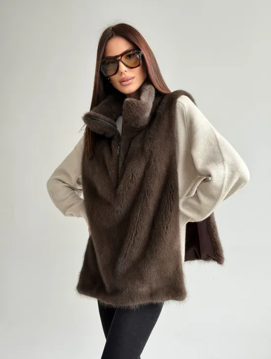 Женская меховая манишка - мех норка - фото 12